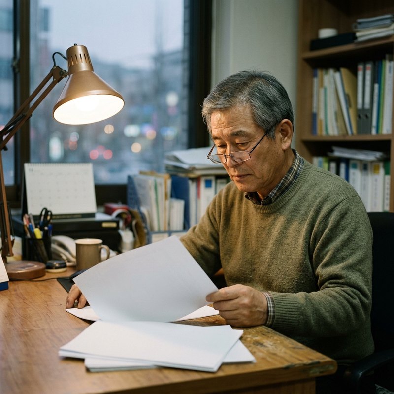 계약 서류를 살펴보는 모습