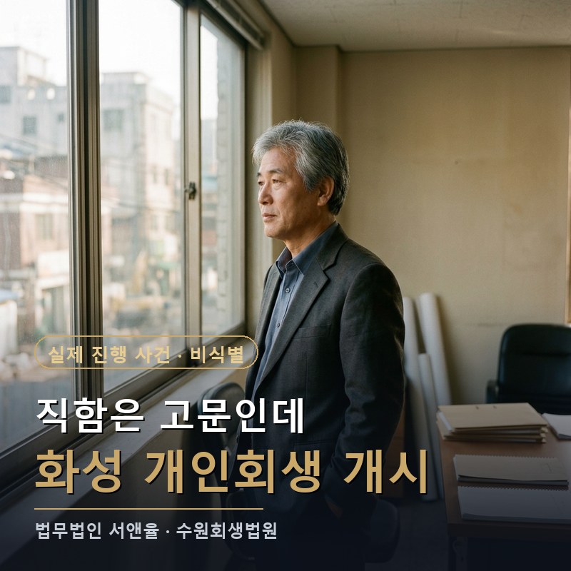 개인회생 신청자격, 4대보험이 없어도 되나｜화성 60대 건설회사 고문 개시결정 사례 — 이해를 돕기 위한 연출 이미지