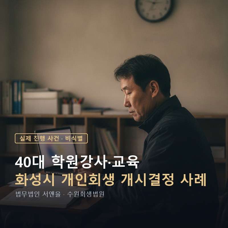 투자손실·사기피해도 개인회생 가능할까|화성 40대 강사 개시결정 사례 — 이해를 돕기 위한 연출 이미지